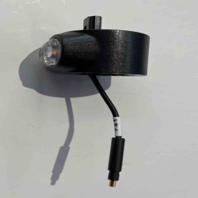 A sleek black electronic device with a cylindrical section and attached cable ending in Port 6, this description matches the ES600P front turn signal right, part number 2011000235 by Go2place-okai-parts.