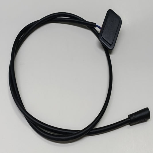 A sleek black cable from Go2place-okai-parts, featuring part number 2011800046, with a rectangular ES600P hall sensor board on one end and a cylindrical connector on the other, laid out against a plain white background.